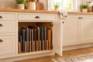 Store Baking Sheets Upright for smart Kitchen Organization