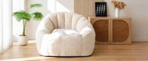 Minimalist living room featuring stylish comfy sofa and cozy living room items.