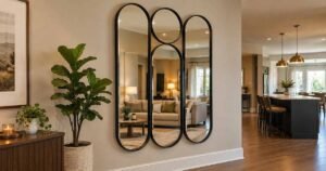 Wall decor ideas featuring stylish arched wall mirrors in a warm, modern interior.