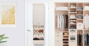 Small bedroom ideas with smart closet and shoe storage solutions.