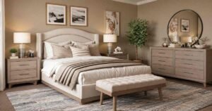 Cozy bedroom with stylish small bedroom ideas and neutral decor.